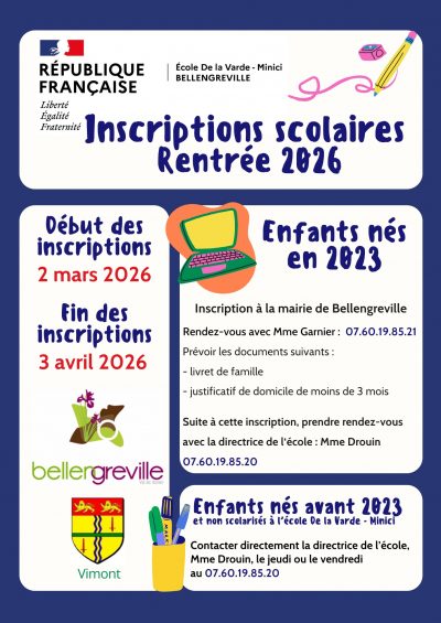 Inscriptions scolaires R2026
